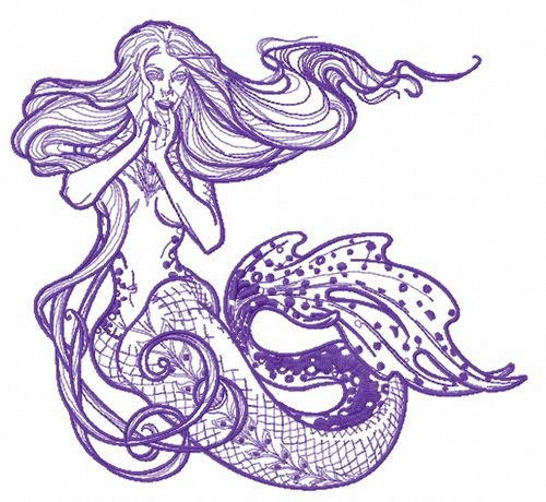 Surpised mermaid 2 machine embroidery design