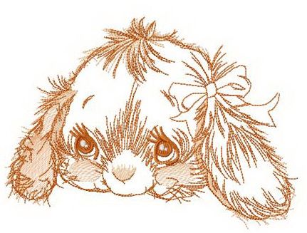 Shy rabbit muzzle machine embroidery design