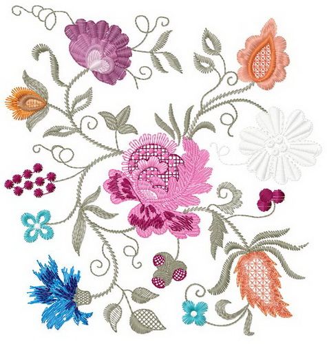 Flower composition machine embroidery design
