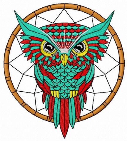 Owl dreamcatcher 2 machine embroidery design