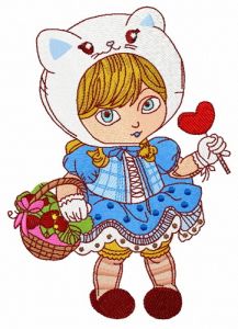 Girl in cat hat 2 embroidery design