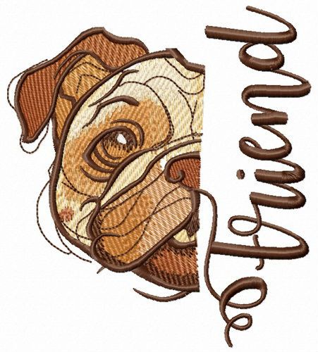 Pug-dog Friend machine embroidery design