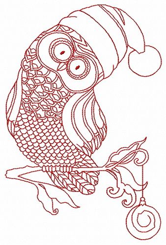 Christmas owl 6 machine embroidery design