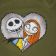 Jack and Sally design embroidered on t-shirt
