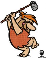 Barney plays golf embroidery design