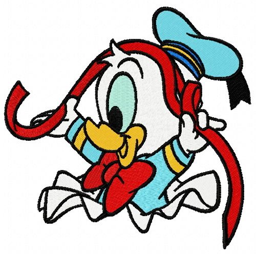 Donald with ribbon 4 machine embroidery design