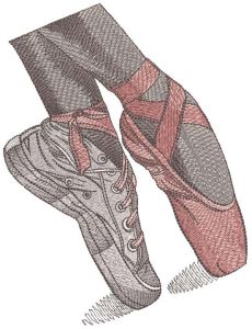 Sneakers and pointe shoes two way embroidery design