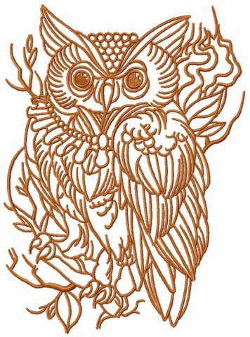 Wizard's owl with necklace machine embroidery design