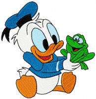 Little Duck with a frog embroidery design