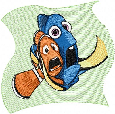 Nemo and Dory machine embroidery design