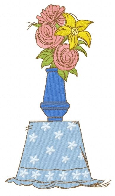 Bouquet in vase machine embroidery design