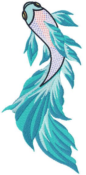 Blue dragon fish free embroidery design