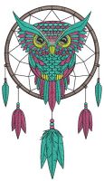 Owl dreamcatcher embroidery design