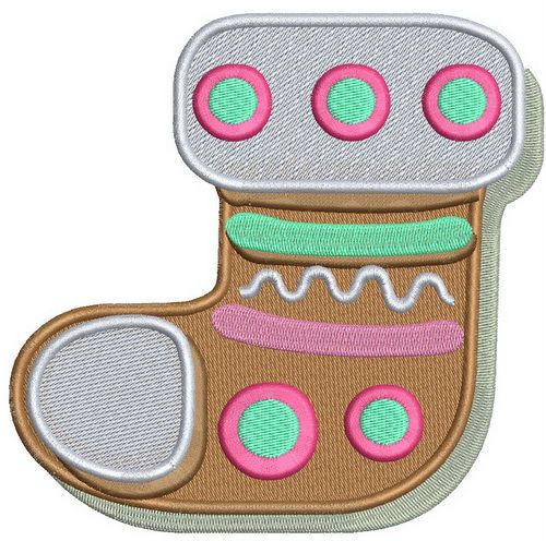 Gingerbread sock machine embroidery design