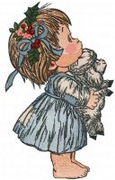 Girl waiting for Christmas embroidery design