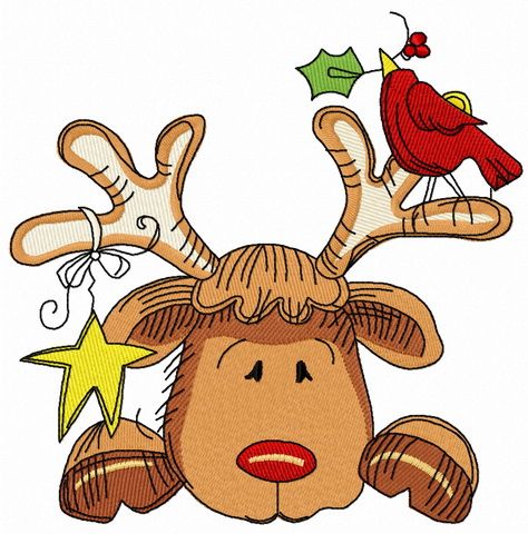 Sad Christmas deer 2 machine embroidery design