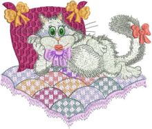 Glamour kitty embroidery design