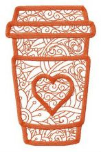 Coffee to go cup embroidery design