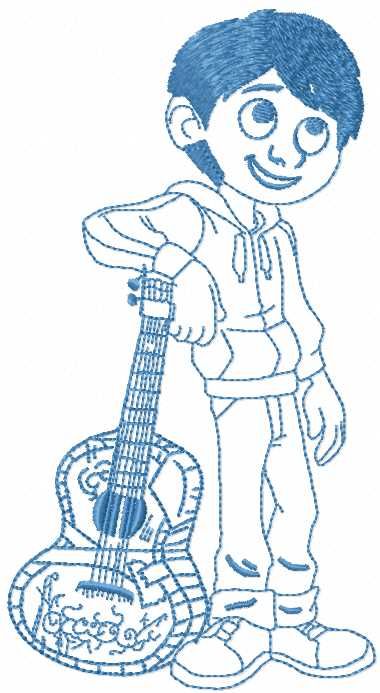 Miguel with guitar embroidery design
