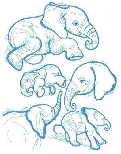 Elephant sketch 5 machine embroidery design