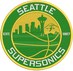 Seattle Supersonics round logo embroidery design