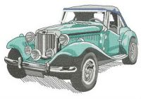 Retro green car embroidery design