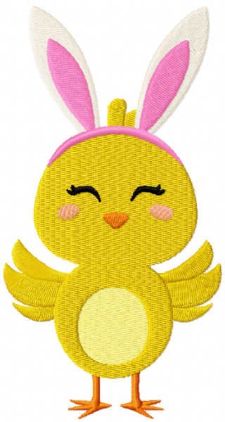 Little chicken with rabbit ears free embroidery design