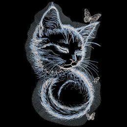 Sleeping kitty black background embroidery design