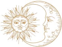 Gold crescent and moon embroidery design