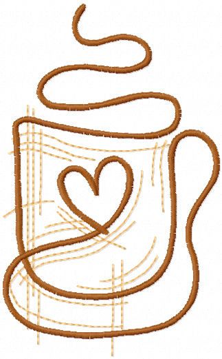 Love coffee wire free embroidery design