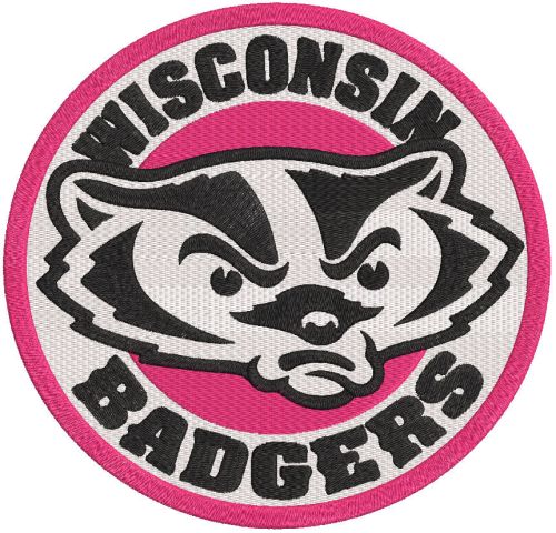 Wisconsin badgers round logo embroidery design