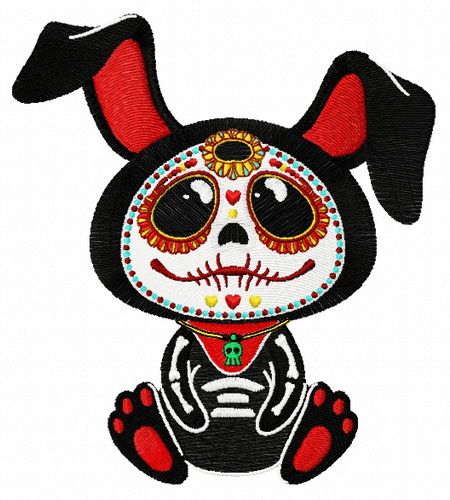 Skeleton bunny machine embroidery design