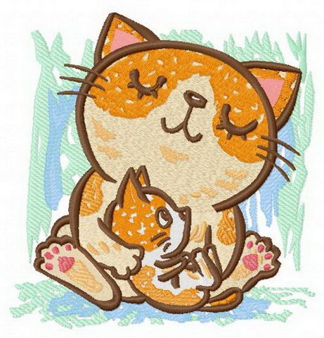 Cat's family machine embroidery design