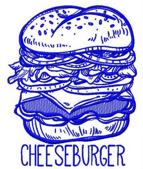 Cheeseburger 3 machine embroidery design