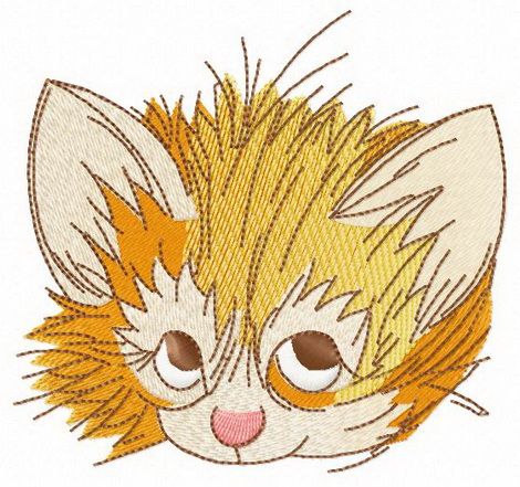 Cunning kitten's muzzle machine embroidery design
