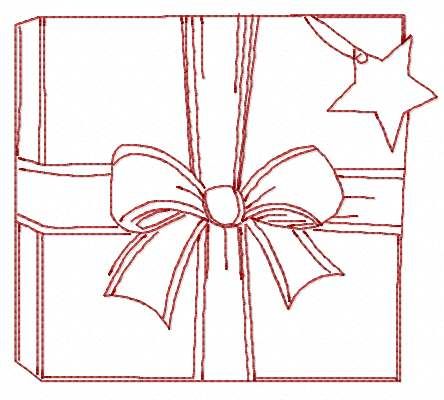 Red christmas box free embroidery design