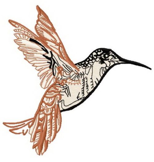 Musical humming-bird 3 machine embroidery design