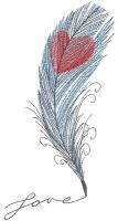 Love written with a feather embroidery design