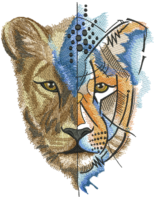 Unreal lion mahcine embroidery design