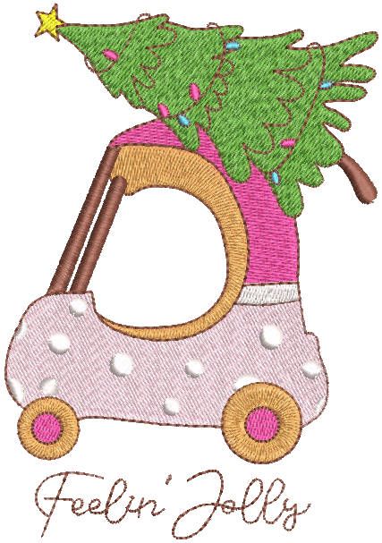 Mini car with Christmas tree free embroidery design