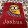 Red bath embroidered towel with Minion 