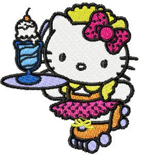 Hello Kitty Waitress machine embroidery design