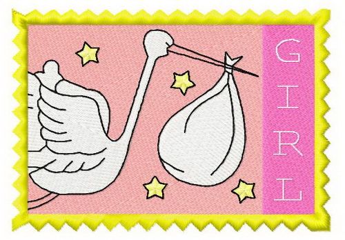 Postage stamp girl 5 machine embroidery design