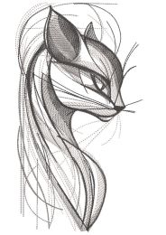 Cat in shades of gray embroidery design
