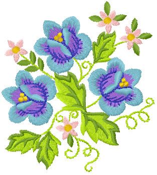 Blue spring bouquet free embroidery design