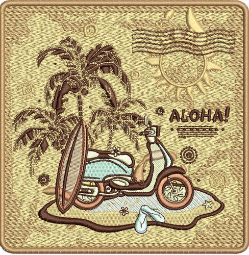 Aloha machine embroidery design