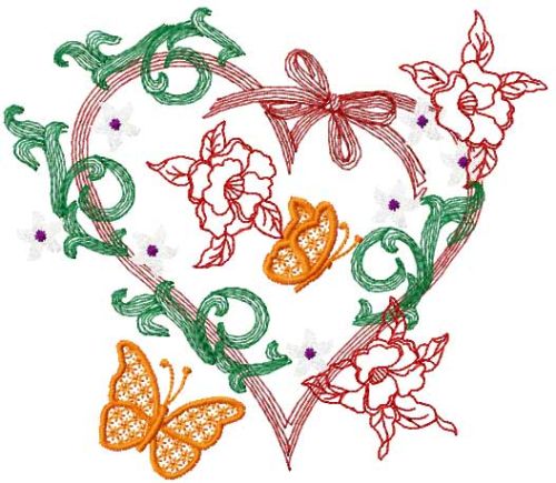Vintage heart free embroidery design