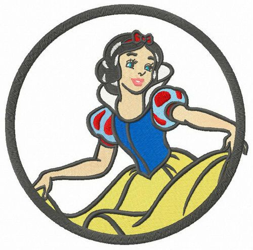 Snow White's curtsy machine embroidery design 