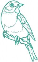 European robin blue contour embroidery design