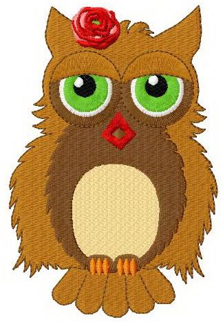 Sleepy owl machine embroidery design